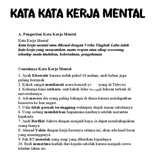 Contoh Kata Kerja Mental Terbaru 2024